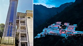 मां वैष्णो देवी के भवन परिसर के पर्वती भवन क्षेत्र के समीप श्रद्धालुओं की सुविधा के लिए तैयार की गई आधुनिक लिफ्ट l जागरण
