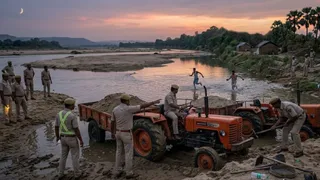 किऊल नदी में अवैध बालू खनन पर पुलिस का शिकंजा (एआई जेनरेटेड तस्वीर)