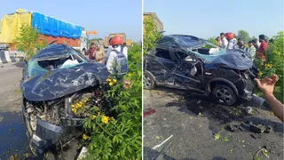 चकौली अंडरपास के पास रविवार सुबह कार अनियंत्रित होकर पलट गई