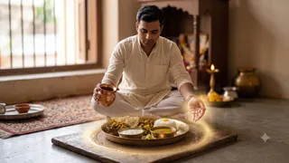 भोजन से पहले आचमन: स्वास्थ्य और शुद्धि का गहरा रहस्य (Picture Credit: AI Generated)