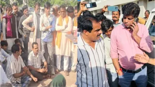 अस्पताल में मृतका के परिजन के साथ पूर्व विधायक भी धरने पर बैठे।