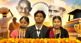 चंडीगढ़ के सरकारी स्कूल के तीन विद्यार्थियों ने संसद के सेंट्रल हाउस में दिया भाषण। (एआई जनरेटेड फोटो)