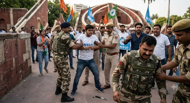 जंतर-मंतर पर NSUI प्रदर्शन के दौरान CISF जवान पर चाकू से हमला, हमलावर हिरासत में
