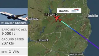 लंदन से अमेरिका जा रही फ्लाइट BA295 में इमरजेंसी। (X-@flightradar24)