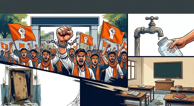 हापुड़ के एसएसवी डिग्री कॉलेज में एबीवीपी का प्रदर्शन, छात्रों की समस्याओं पर भरी हुंकार
