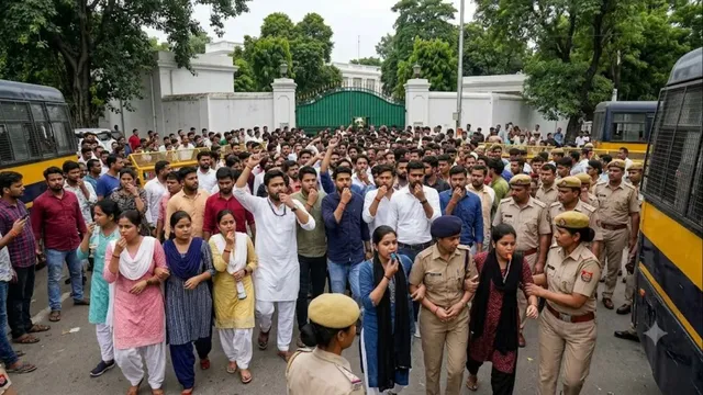 68500 शिक्षक भर्ती के अभ्यर्थियों का शिक्षा मंत्री के आवास पर प्रदर्शन, सीटी बजाकर उठाई आरक्षण मांग