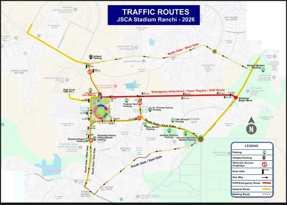 ranchi traffic route