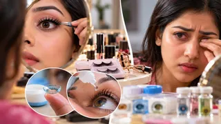 फेक आईलैश से कलर्ड कॉन्टैक्ट लेंस तक, आंखों के लिए कितने खतरनाक हैं ये Beauty Trends? (Image Source: AI-Generated)