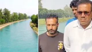 नंगल नहर में युवक के कूदने के बाद मौके पर मौजूद लोग।