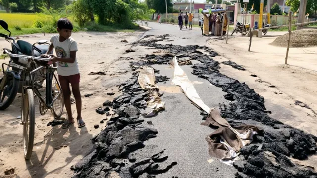फतेहपुर में PM सड़क योजना का घटिया काम देखकर भड़के लोग, विधायक के सामने ही हाथों से उखाड़ दी सड़क
