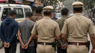 अहमदाबाद पुलिस ने आरोपियों को नोएडा के किया गिरफ्तार। (यह तस्वीर एआई द्वारा बनाई गई है)