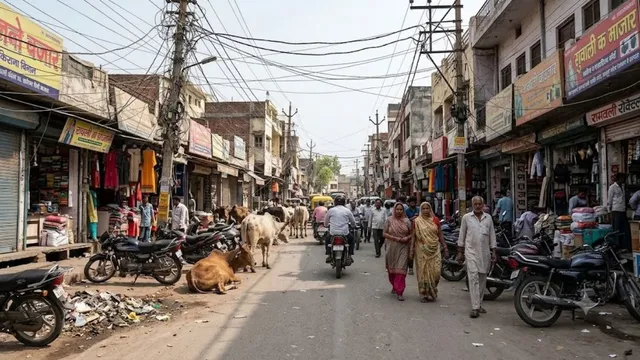 गाजियाबाद के रावली रोड मेन बाजार का हाल बेहाल, जर्जर तार, आवारा पशु और गंदगी से व्यापारी परेशान
