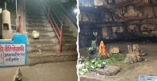सूनी पड़ा धार्मिक स्थल गुप्त गोदावरी की सीढ़ी पर पड़े पत्थर। जागरण