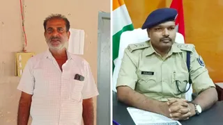 पीड़ित विनय कुमार शुक्ला और एसएसपी योगेंद्र कुमार।