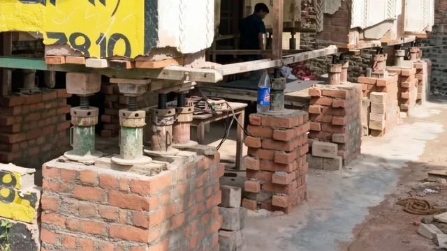जमीन से तीन फीट ऊपर उठा 40 साल पुराना घर, ‘120 पैरों का सहारा’ देख लोगों के मन में पैदा हुई कौतूहल
