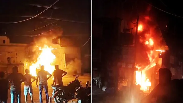 बदायूं में हादसा: पेट्रोल पंप के सामने कार केयर शॉप में भीषण आग, लाखों का सामान जलकर खाक