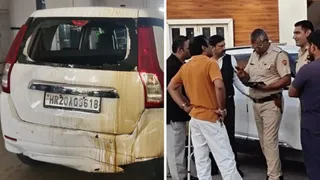 हिसार। यूनिक आटो वर्कशाप के अंदर खड़ी कार जिससे मैकेनिकों को टक्कर लगी।