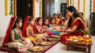 कन्या पूजन के लिए शुभ वस्तुएं (Picture Credits- AI Images)