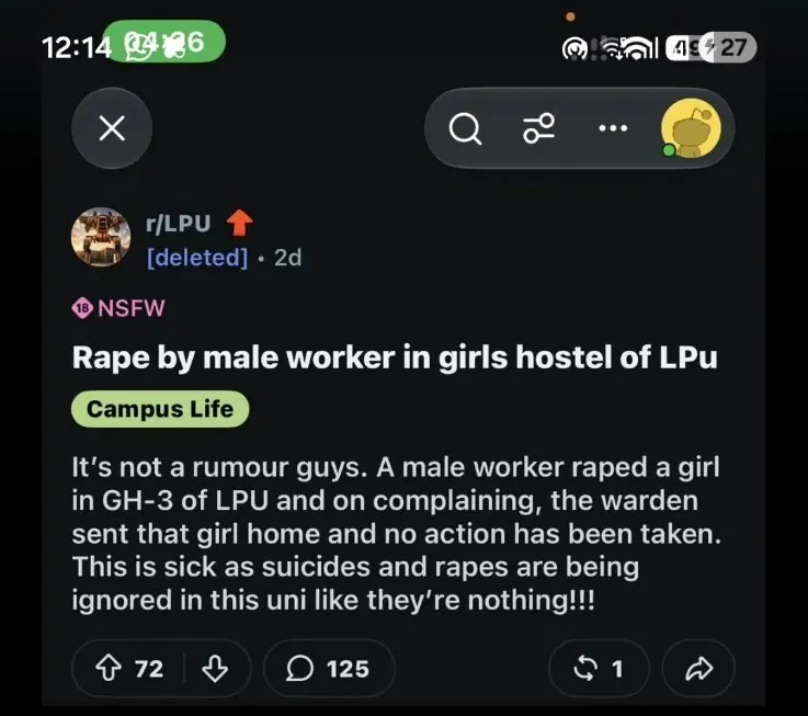 rape lpu viral msg