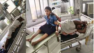 करंट की चपेट में आए बच्चों को चल रहा इलाज।