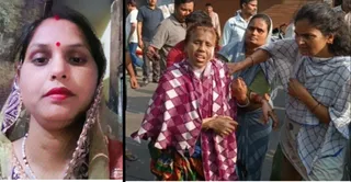 रश्मि देवी की फाइल फोटो व घायल महिला लीला देवी को लेकर जाते लोग। जागरण