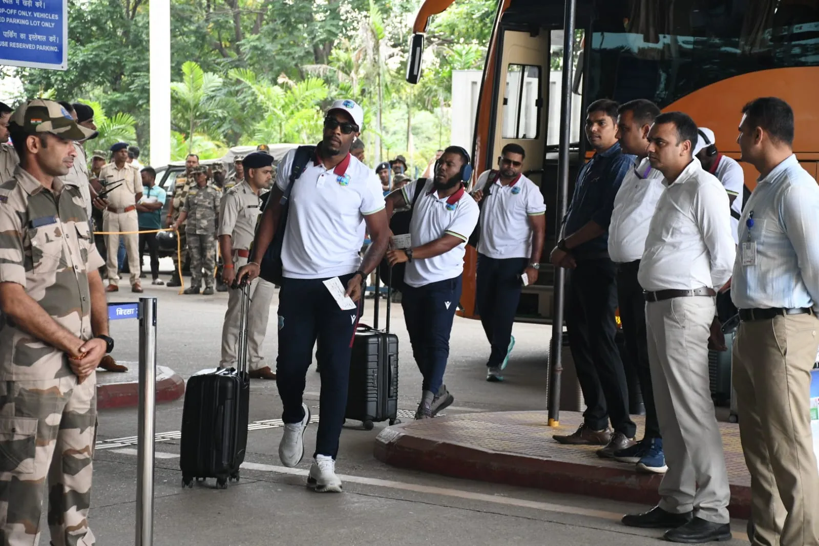 Team West Indies at Ranchi Airport
