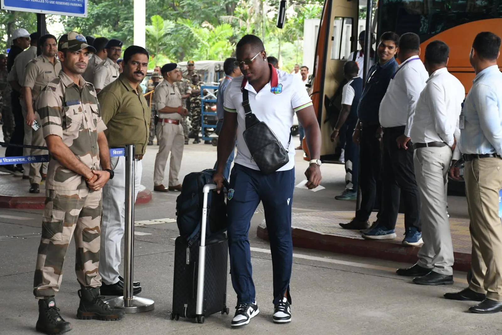 Team West Indies at Ranchi Airport