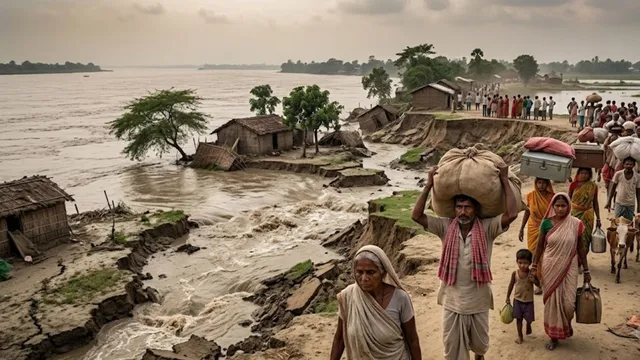 भागलपुर: राघोपुर पंचायत में गंगा निगल रही जमीन, सुरक्षित ठिकानों की ओर पलायन कर रहे ग्रामीण
