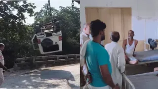 बोलेरो को क्रेन से हटाया गया, घायल अस्पताल में भर्ती।
