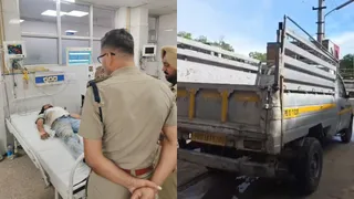 अस्पताल में उपचाराधीन आरोपी और बदमाश से बरामद पिकअप।