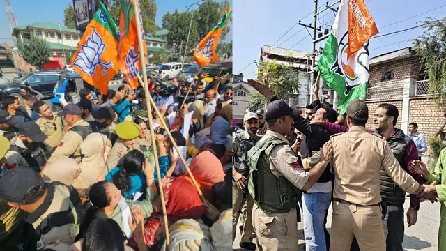जम्मू-कश्मीर में वोट चोरी के आरोपों पर सियासी संग्राम, श्रीनगर में BJP-कांग्रेस आमने-सामने; राहुल गांधी का फूंका पुतला