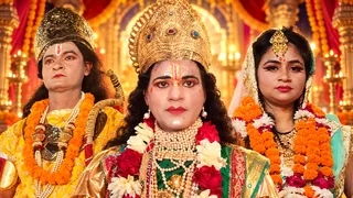 राम के किरदार में बोबी, सीता के किरदार में पूजा और लक्ष्मण के किरदार में बंटी। सौ. स्वयं