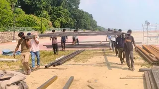 नमो घाट पर एयर शो के लिए सेना की ओर से चल रही तैयारी।