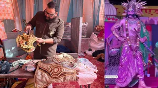 अपने कपड़े सुखाते 'रावण'।