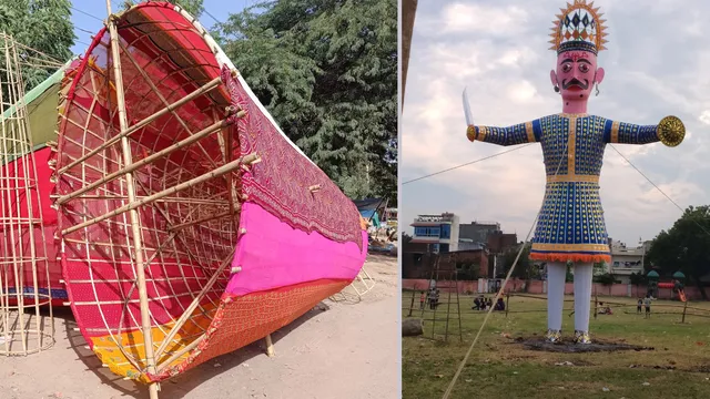 हरियाणा में दशहरा की धूम... कारीगर बना रहे 70 फीट ऊंचे रावण के पुतले, 6 फीट लंबी मूछें; तीन लाख रुपये तक कीमत

