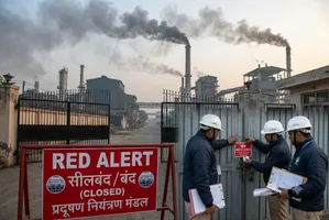 भिवाड़ी में प्रदूषण फैलाने वाले उद्योगों पर सख्ती ( एआई इमेज )