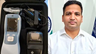 ड्रग टेस्टिंग मशीन और बिलासपुर के उपायुक्त राहुल कुमार।