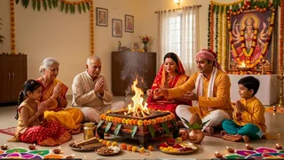 शारदीय नवरात्र की दुर्गा अष्टमी पर हवन का विशेष महत्व है । (Picture Credit- AI Generated)