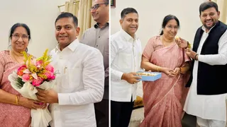 कर्नाटक की नव नियुक्त राज्यपाल डा सुधा यादव को मिठाई खिलाते हुए हरियाणा भाजपा व्यापार प्रकोष्ठ के पूर्व अध्यक्ष नवीन गोयल फोटो इंटरनेट