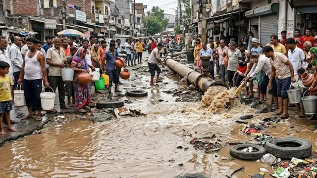 गाजियाबाद के साहिबाबाद में पाइपलाइन लीकेज से हाहाकार, गंदे पानी की सप्लाई से 20 हजार लोग बेहाल
