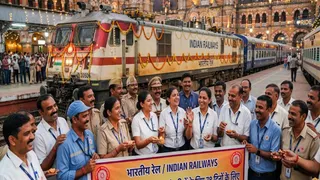 रेलवे के 11.40 लाख कर्मचारियों को 78 दिन का बोनस। (यह तस्वीर एआई द्वारा बनाई गई है)