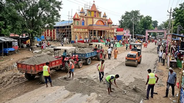 रांची में पूजा पंडालों तक पहुंचना हुआ आसान, नगर निगम ने बिछाई 981 ट्रैक्टर स्टोन डस्ट
