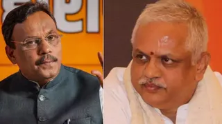 विनोद तावड़े और बीएल संतोष। (तस्वीर- फाइल)
