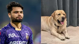 क्रिकेटर रिंकू सिंह और डॉग बरुड़ो।
