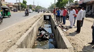पलवल में खुले नाले बने मौत का कुआं ( एआई इमेज )