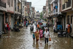 बारिश के बाद खोड़ा में जलभराव से जनजीवन अस्त-व्यस्त ( एआई जेनरेटेड इमेज )