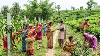 ड्रैगन फ्रूट, अनानास और चाय की खेती (एआई जेनरेटेड तस्वीर)