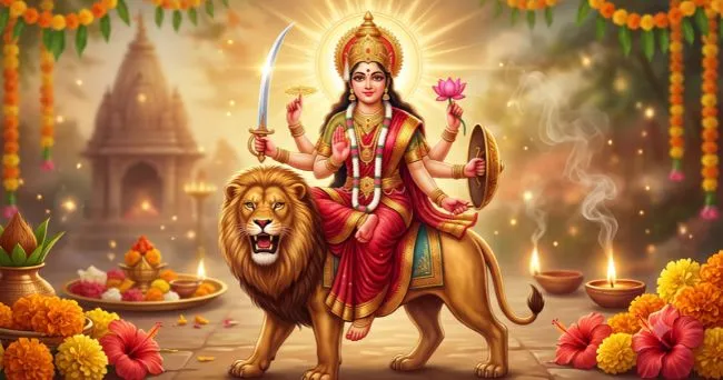 shardiya navratri 2026 day 6 maa katyayani puja vidhi mantra bhog color katha
