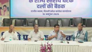 इंडिया ब्लाॅक के राज्य स्तरीय घटक दलों की बैठक को संबोधित करते प्रदेश कांग्रेस के संगठन महासचिव अनिल भारद्वाज। सौजन्य : कांग्रेस