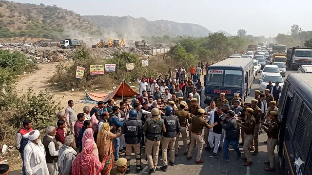 फरीदाबाद के भांखरी गांव में डंपिंग यार्ड बनाने के विरोध में धरना, पार्षद समेत हिरासत में कई लोग
